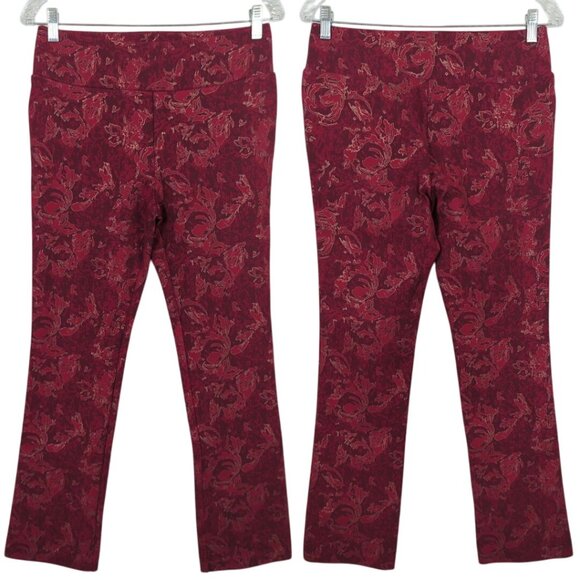 Soft Surroundings Womens Red‎ Gold Pull-on Thick Leggings Pants Sz S Floral - Picture 1 of 13